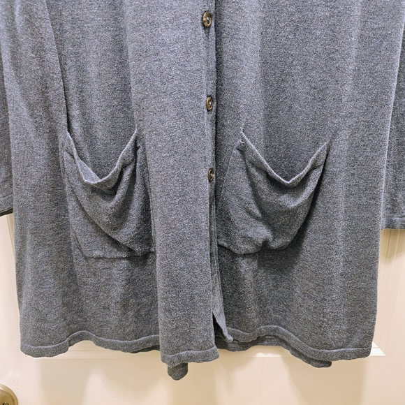 J.Jill Blue Heather Long Cardigan Sweater Size M Cotton Rayon Button Front - Picture 5 of 6